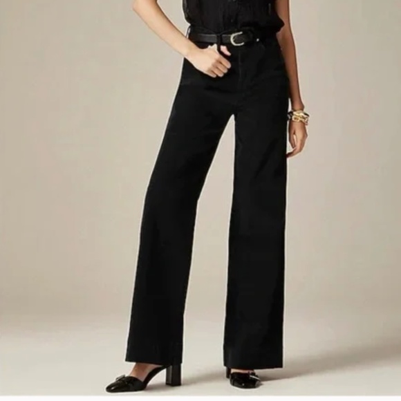 J. Crew Black Wide-Leg Corduroy Trouser Pants Size 29 - Picture 1 of 15
